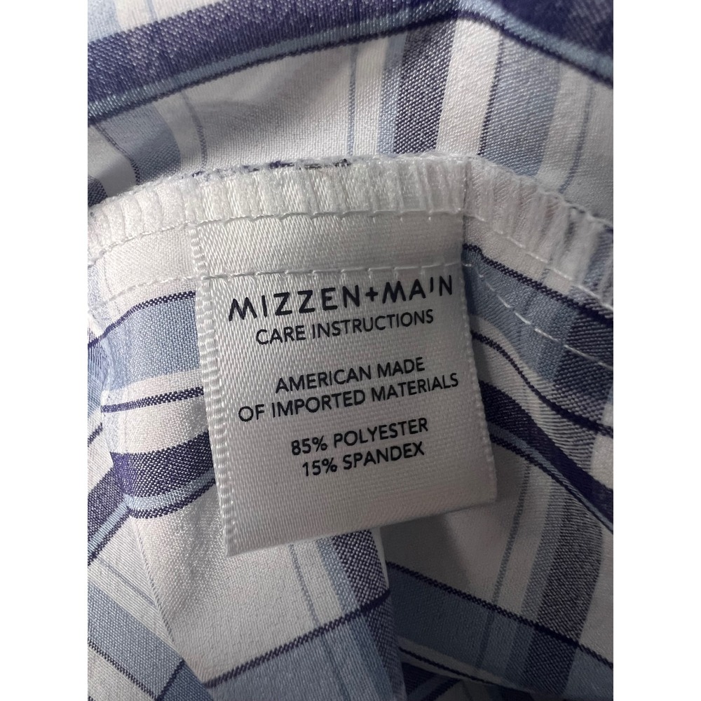 Mizzen+Main Leeward Collection Plaid Shirt Mens Large Blue White Stretch - Picture 5 of 7